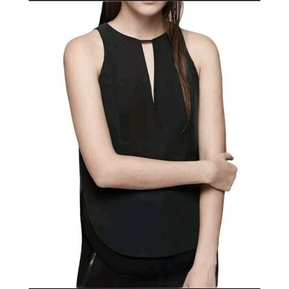 Rag and Bone Leather Trim Sleeveless Tank Top Medium - Picture 1 of 9